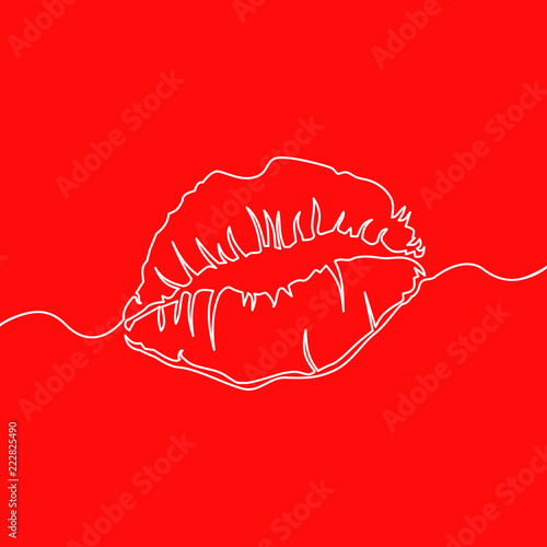 Continuous line drawing Woman lips vector Concept