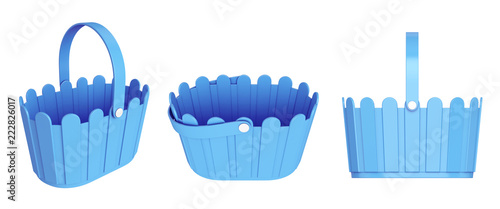 plastic basket isolated on the white background, 3d rendering