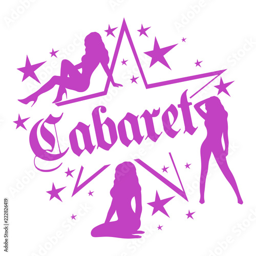 Silhouette of beautiful lady and cabaret logo