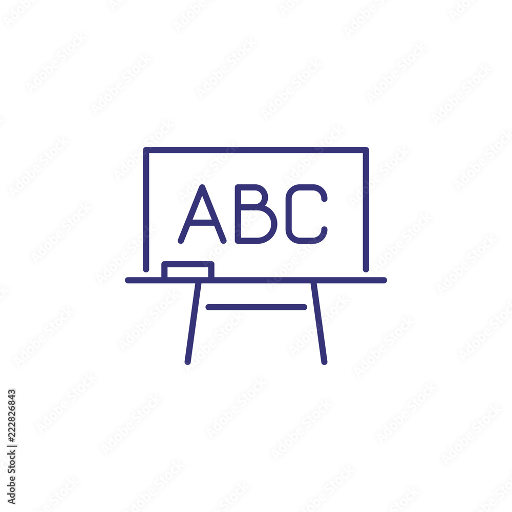 Blackboard line icon. Chalkboard with peace of chalk. Education concept. Can be used for topics like classroom, elementary school, class Blackboard line icon. Chalkboard with peace of chalk. Education concept. Can be used for topics like classroom, elementary school, class