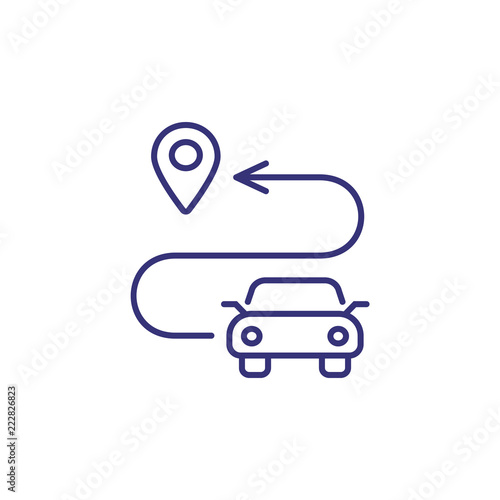 Auto route line icon. Trip, destination, road map. Navigation concept. Vector illustration can be used for topics like transportation, travel, cartography