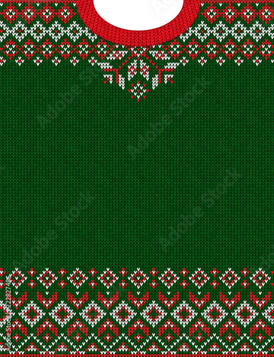 Merry Christmas Happy New Year greeting card frame knitted pattern
