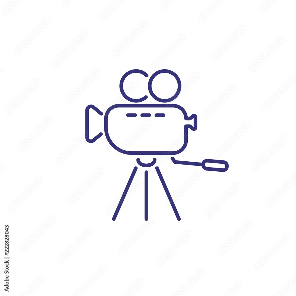 TV camera line icon. Capturing, studio, equipment. Filmmaking concept. Can be used for topics like movie production, broadcasting, show making, video recording