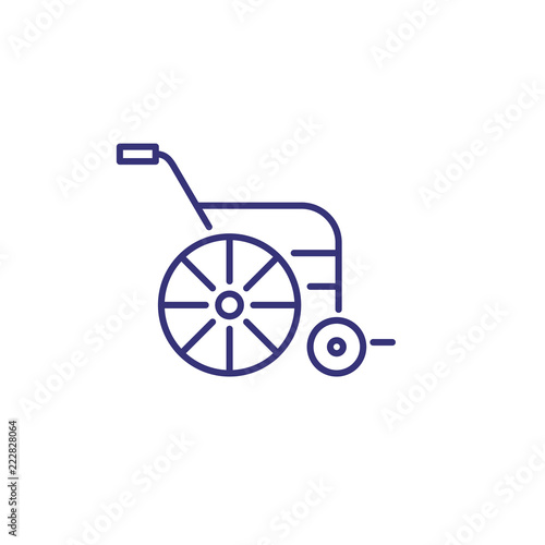 Wheelchair line icon. Disability, handicap, assisted living. Medicine concept. Vector illustration can be used for topics like accessibility, medical equipment, accident