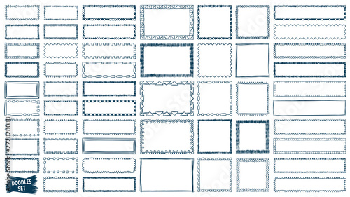 Frames doodle vector. Set of simple scribbles. Pencil effect collection. Curve borders. Scrawl frames bundle. doodles. Isolated frames. Business or education sketches.
