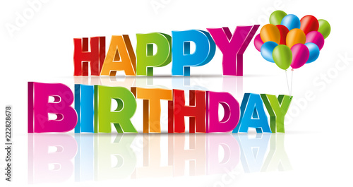 Happy Birthday colorful vector 3D with balloons