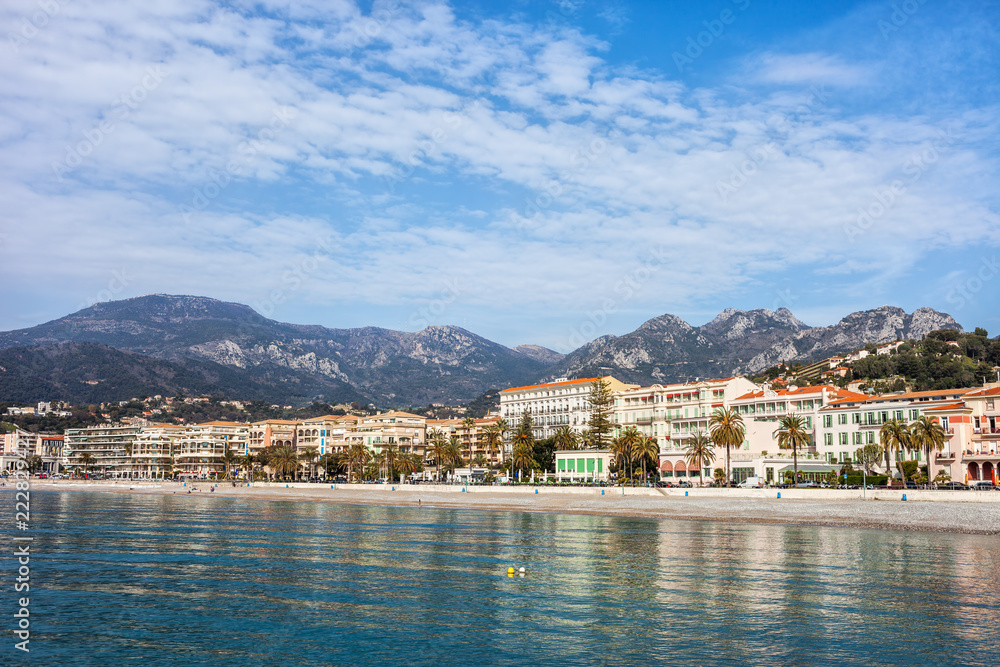 Menton Resort Coastal Town Skyline on French Riviera in France