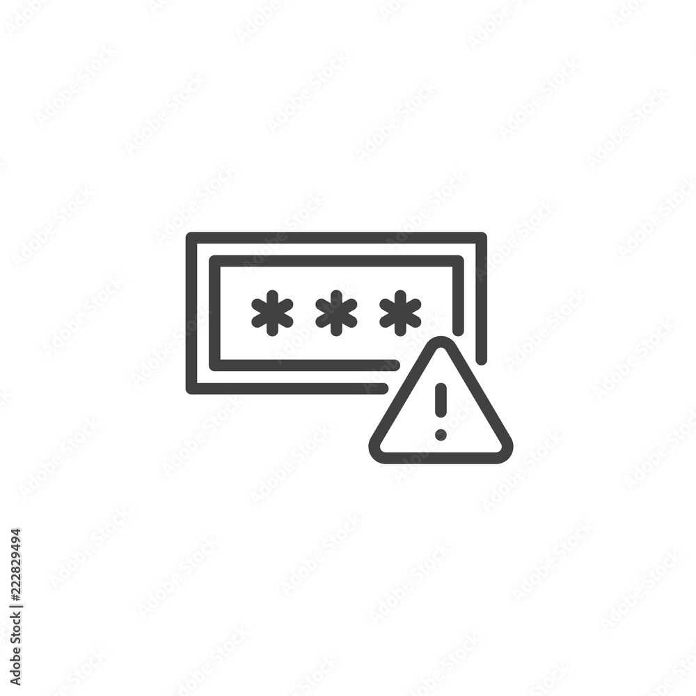 Password notification outline icon. linear style sign for mobile concept and web design. Security alert simple line vector icon. Symbol, logo illustration. Pixel perfect vector graphics Password notification outline icon. linear style sign for mobile concept and web design. Security alert simple line vector icon. Symbol, logo illustration. Pixel perfect vector graphics