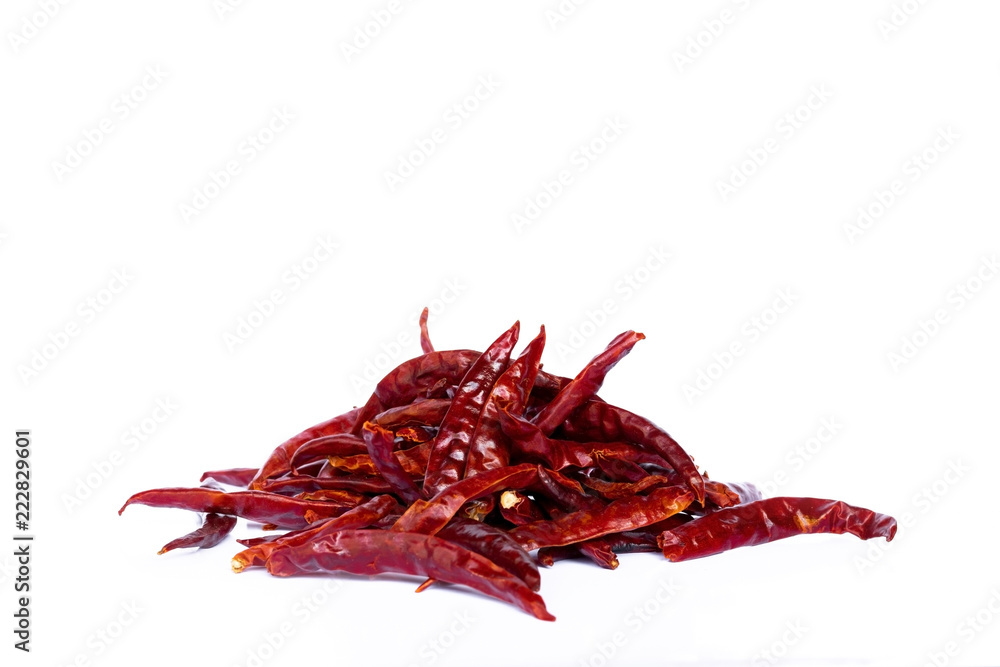 Fototapeta premium Dried chilli thai isolated on white background. Studio shot.