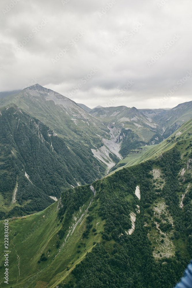Caucasian Mountain in summer. Cross Pass in Georgia. Gudauri District. Source of Aragvi River. Caucasian Mountain in summer. Cross Pass in Georgia. Gudauri District. Source of Aragvi River.