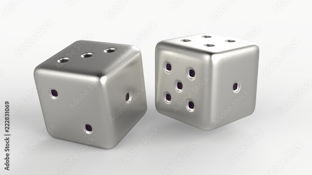 Silver Gaming dices 3d Silver Gaming dices 3d