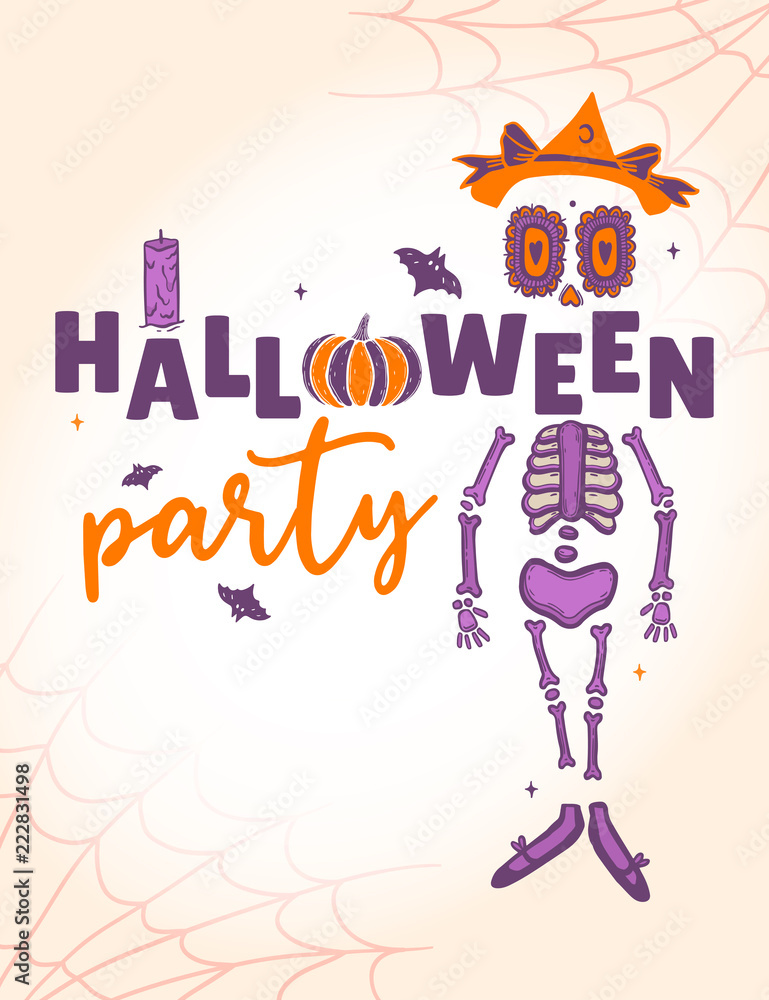 A festive poster for the Halloween party.Design of a banner for a holiday. A festive poster for the Halloween party.Design of a banner for a holiday.