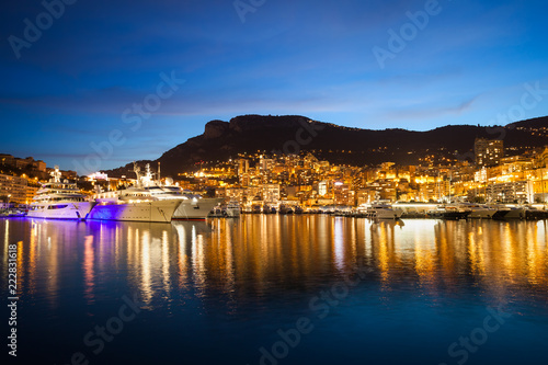 Monaco City Lights at Twilight with Reflection in the Mediterranean Sea © Artur Bogacki