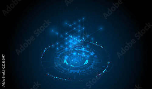 Abstract circle technology concept. Circuit board, high computer color background.