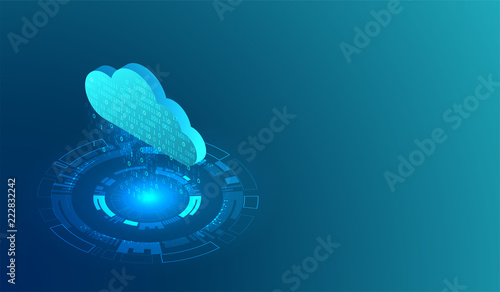 Isometric big data flow processing concept, cloud database. Abstract technology background.