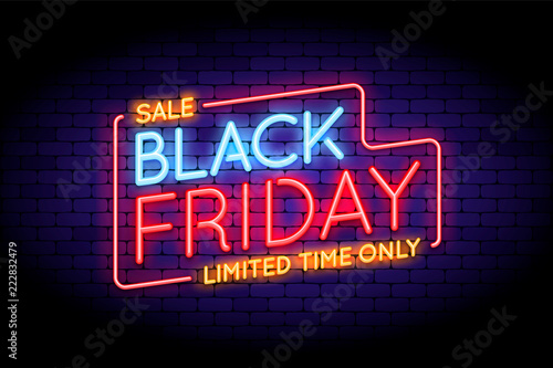 Black Friday Sale illustration in neon style. photo