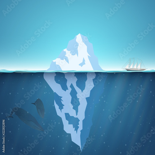 Vector illustration of arctic landscape of northern and Antarctic wildlife
