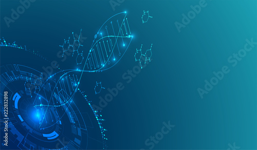 Isometric science concept. Abstract DNA technology background. Vector illustration