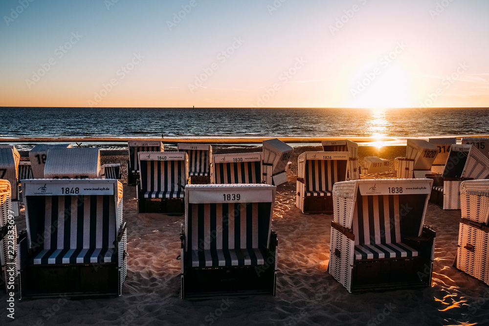 Sylt Weserland Strandkörbe Abendsonne Sonnenuntergang Sylt Weserland Strandkörbe Abendsonne Sonnenuntergang