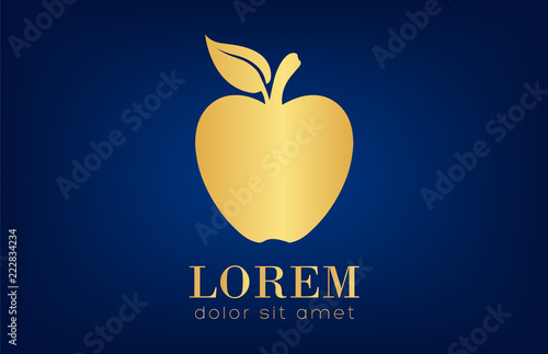 apple with leaf logo vector