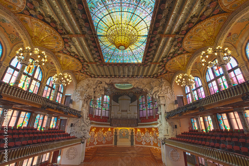Hall at Palau de la musica catalana, Barcelona, Spain, 2014 photo