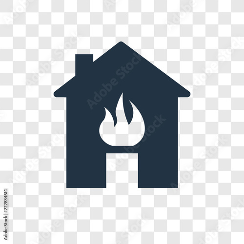Fire in the house vector icon isolated on transparent background, Fire in the house logo design