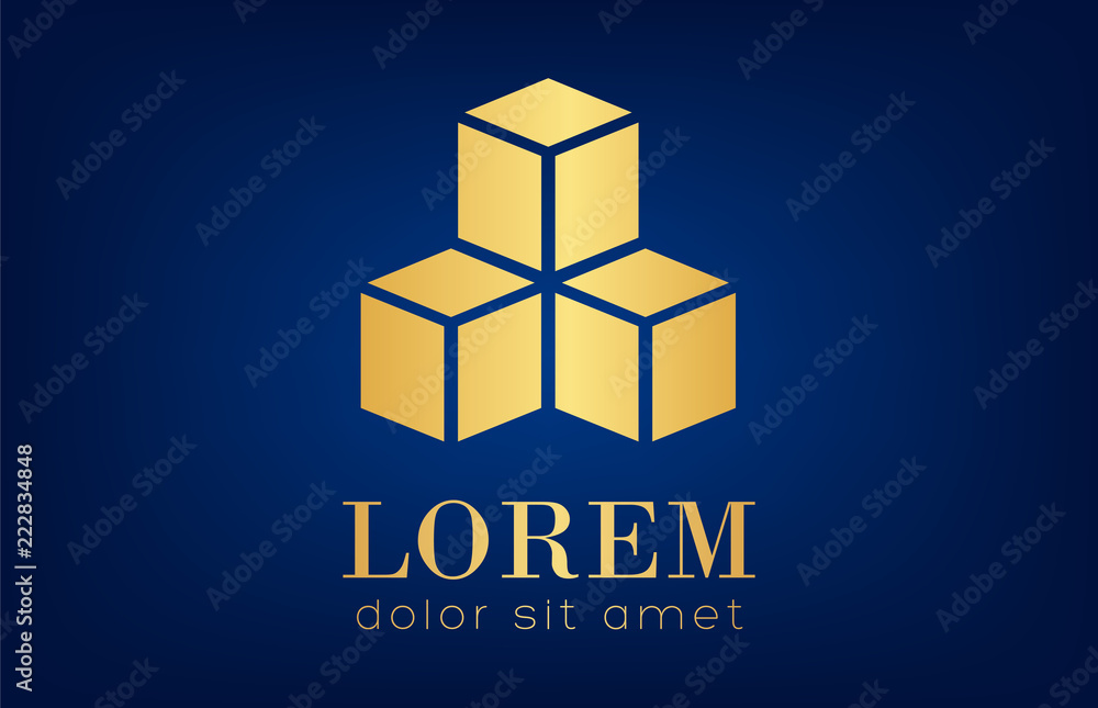 Cubes logo vector golden design Cubes logo vector golden design