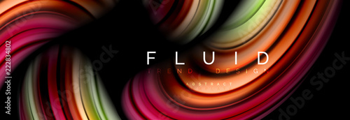 Wave fluid flowing colors motion effect, holographic abstract background. Vector illustration