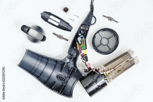 Hairdryer in a disassembled condition.