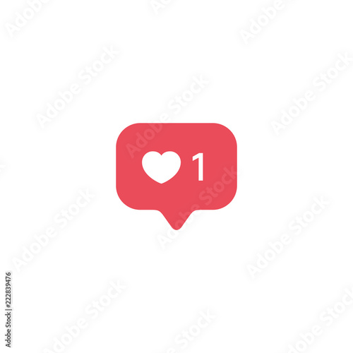 Red Heart like, new message bubble, friend request quantity number notifications icons templates. Social network app icons.