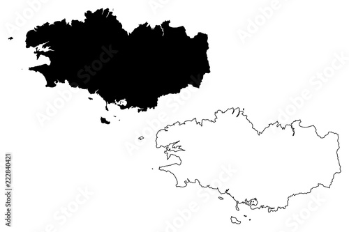 Fototapeta Region of Brittany (France, administrative region) map vector illustration, scri