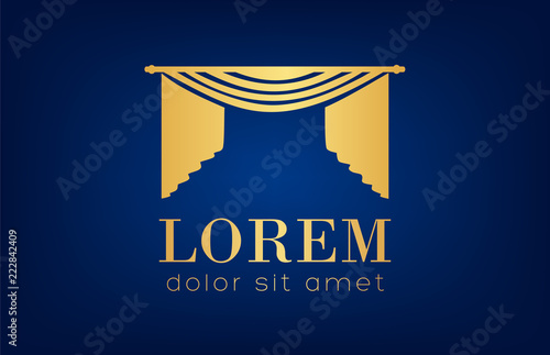Curtains logo vector. Logo design vector illustration. 