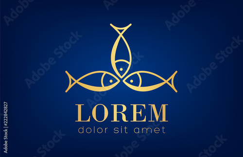 Fish logo vector. Underwater animals.