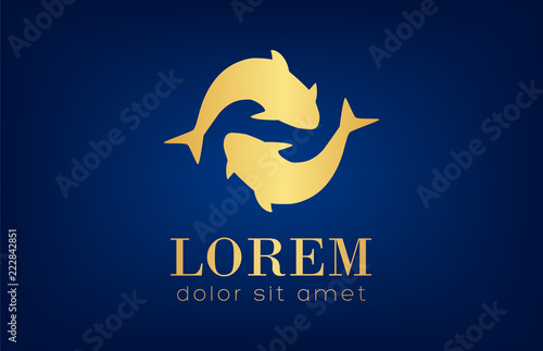 Fish logo vector. Underwater animals.