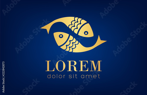 Fish logo vector. Underwater animals.