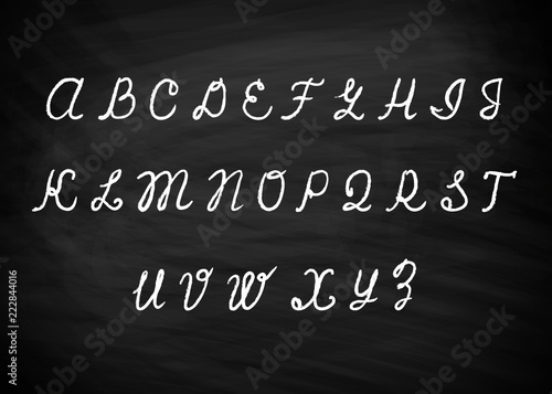 Chalk alphabet on blackboard vector