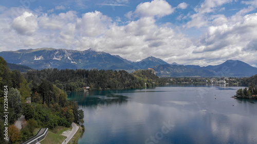 Fototapeta Naklejka Na Ścianę i Meble -  Aerial view of Bled lake in Slovenia
