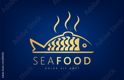 Fresh cooked fish on a tray vector.