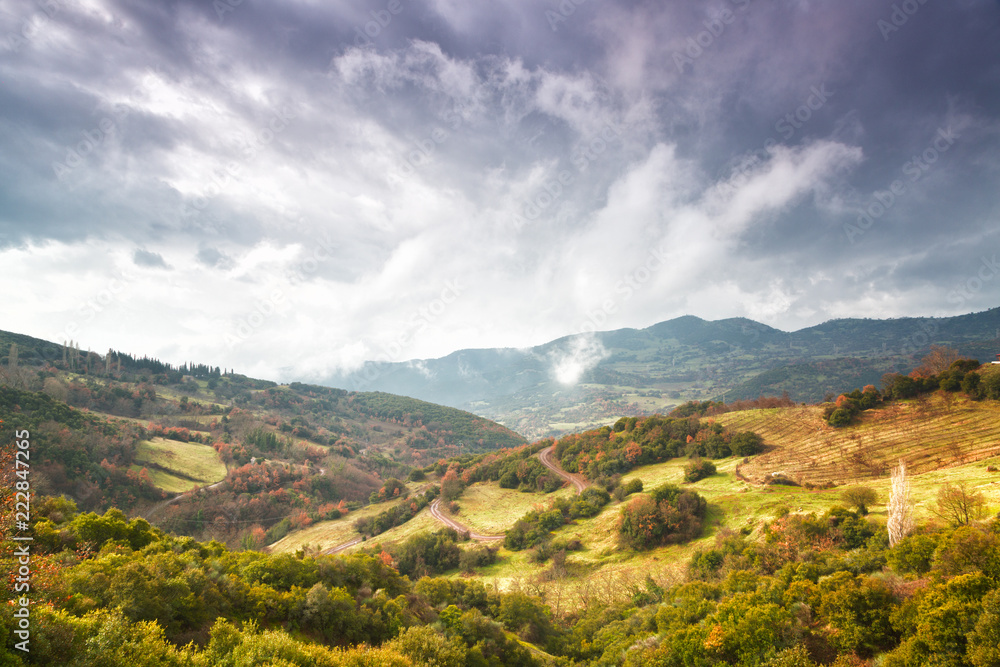 The natural landscape in Greece in February