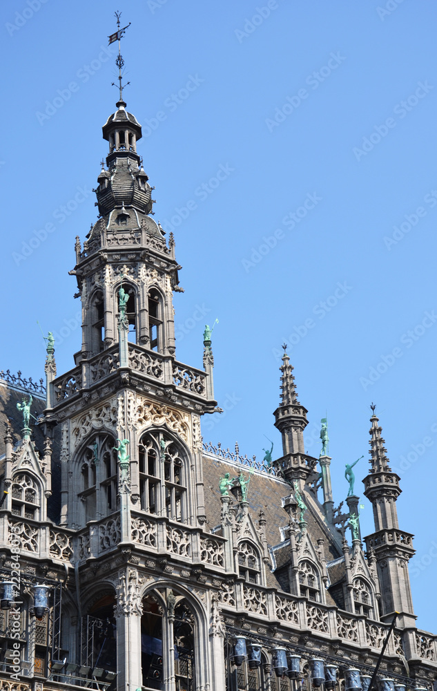 Building details of the Museum of the City of Brussels located at the Grand Place, Belgium