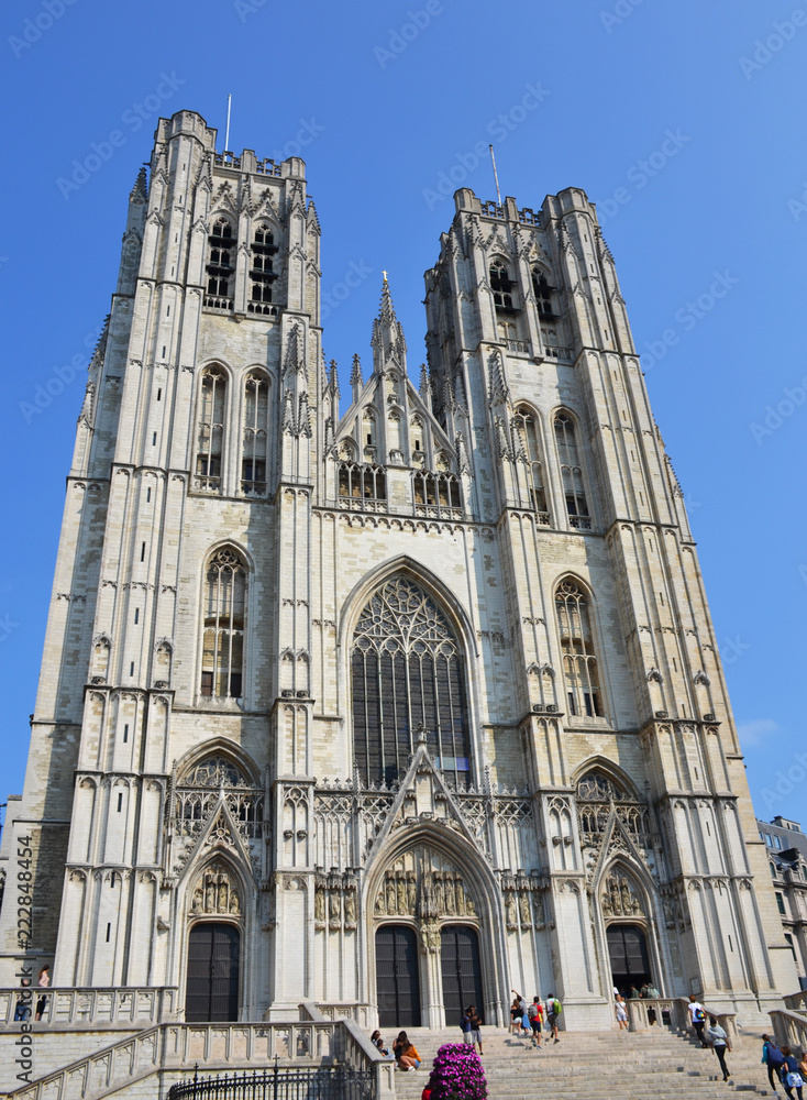 The Cathedral of St. Michael and St. Gudula on the Treurenberg Hill in Brussels, Belgium.