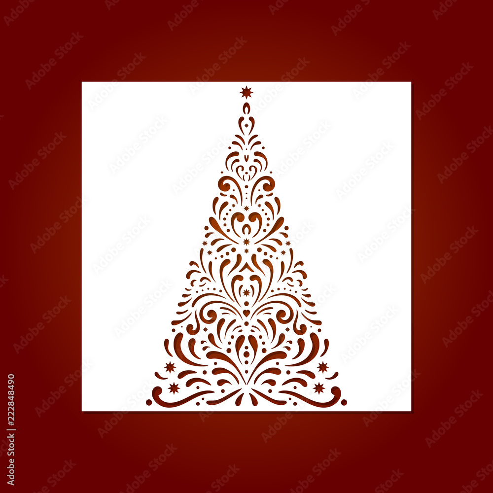 Laser cut template for Christmas cards with christmas tree, invitations for  Christmas party. Image suitable for laser cutting, plotter cutting or  printing. vector de Stock | Adobe Stock