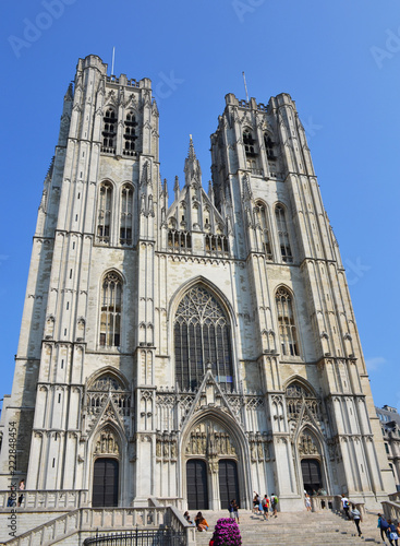 The Cathedral of St. Michael and St. Gudula on the Treurenberg Hill in Brussels, Belgium.