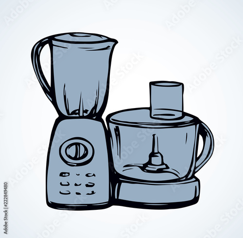 Food processor. Vector drawing