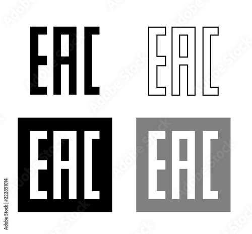 EAC EurAsian Conformity mark Vector isolated mark symbol on black background set