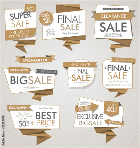 Modern sale banners and labels vector collection 