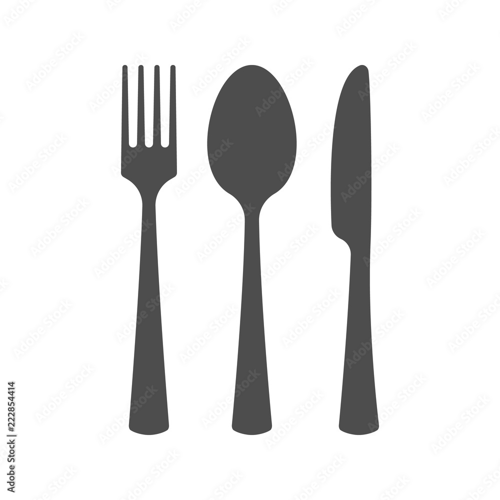 Fork, spoon and knife icon Fork, spoon and knife icon