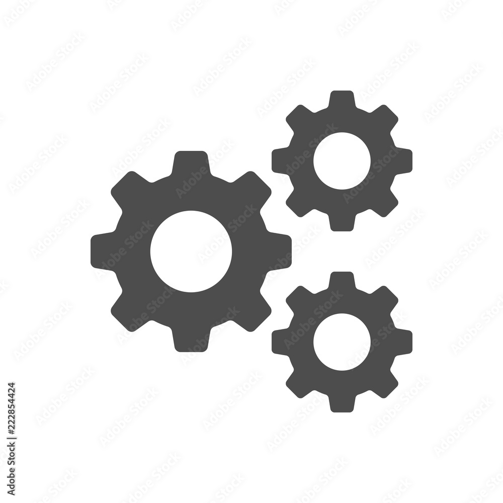 Setting, Gear, Tool, Cog Isolated Flat Web Mobile Icon Vector Sign Symbol Button Element Silhouette