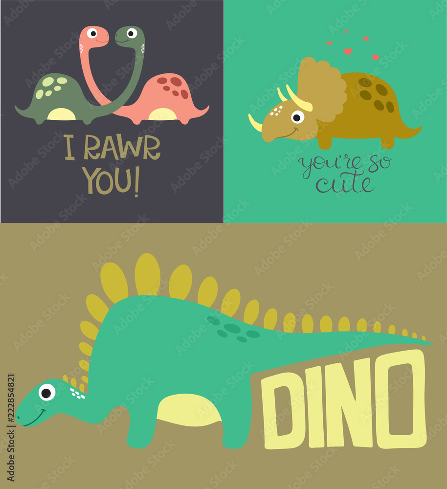 Naklejka premium Card with cute dino