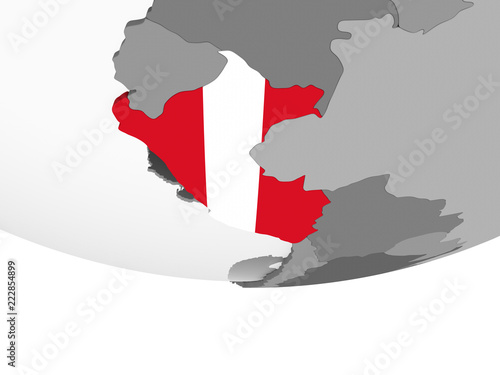 Peru with flag on globe